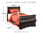 Ashley Furniture Huey Vineyard bedroom set with bed, dresser, and nightstands in a rustic wood finish.