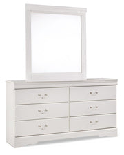 Ashley Furniture Anarasia dresser and mirror set with a wooden dresser and matching mirror, showcasing elegant furniture design.