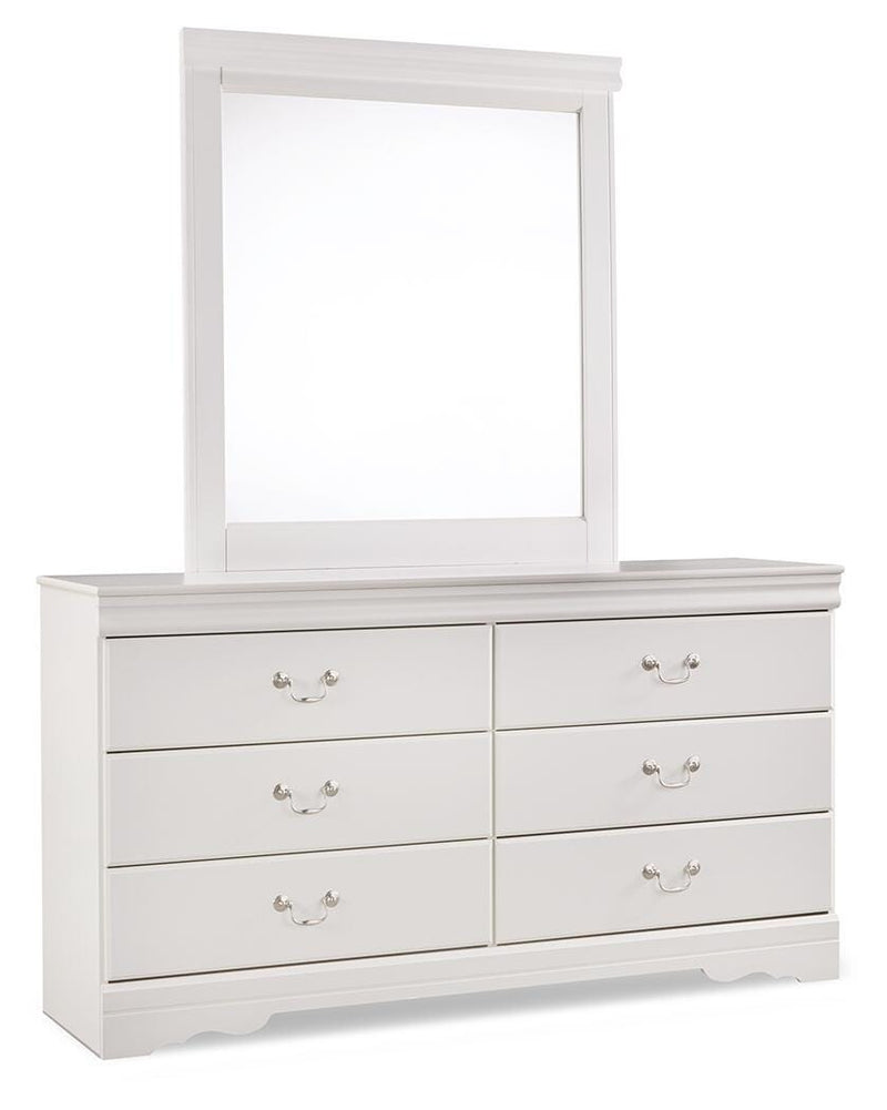 Ashley Furniture Anarasia dresser and mirror set with a wooden dresser and matching mirror, showcasing elegant furniture design.
