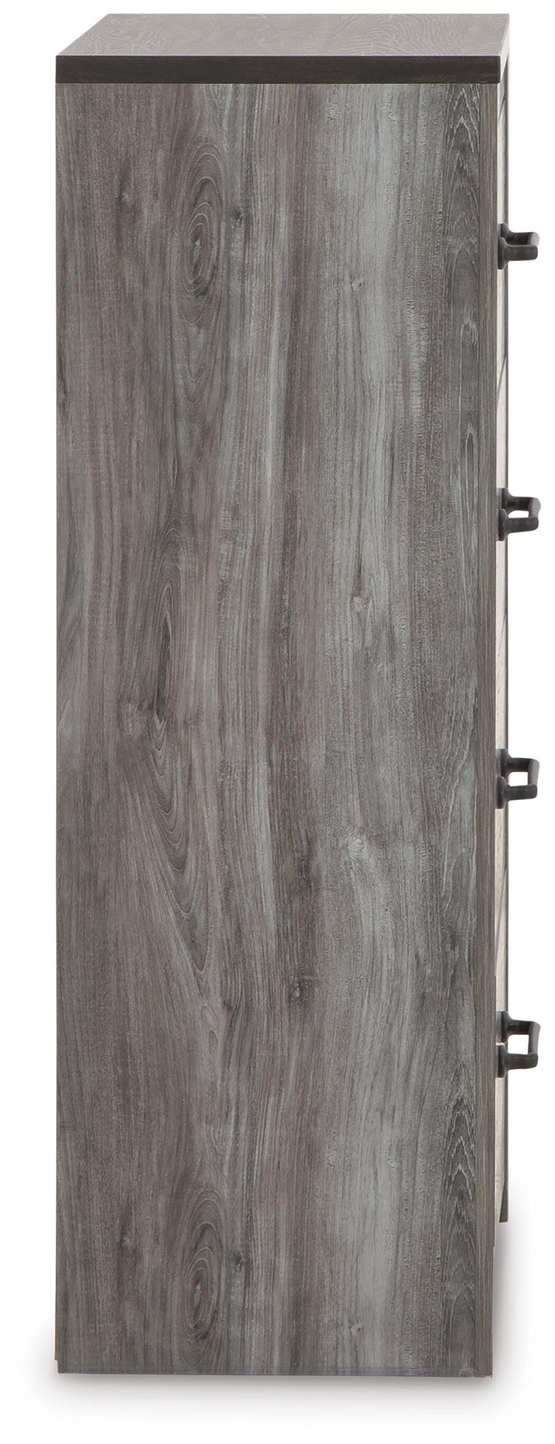 Side view of Ashley Furniture Bronyan Chest of Drawers showing wooden finish and multiple drawers for storage.