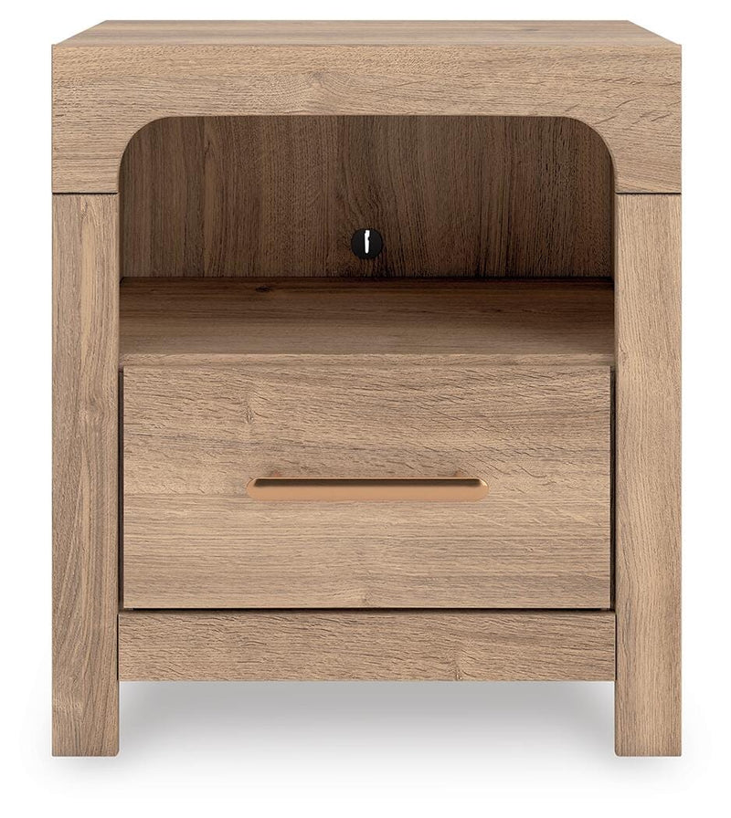 Ashley Furniture Kinlanni bedroom set featuring a stylish bed frame with a headboard and matching bedroom furniture.