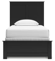 Ashley Furniture Maribel Bed with a stylish headboard featuring intricate wood detailing and a rich finish.