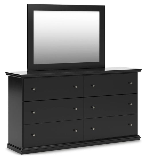 Ashley Furniture Maribel dresser and mirror set with sleek wood finish, featuring spacious drawers and a matching mirror.