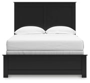 Ashley Furniture Maribel Bed with a beige upholstered headboard and elegant design, shown from a front head-on view.