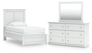 Ashley Furniture Bostwick Shoals bedroom set includes a bed, dresser, and nightstands in a warm wood finish.