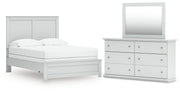 Ashley Furniture Bostwick Shoals bedroom set featuring a bed frame, matching nightstands, and dresser with a classic design.