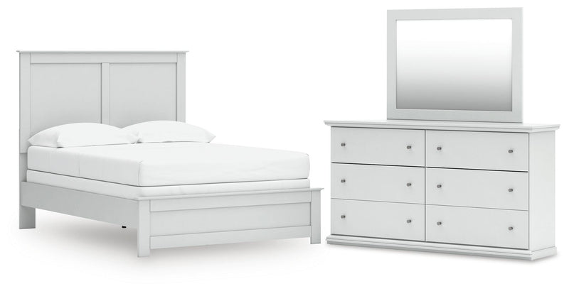 Ashley Furniture Bostwick Shoals bedroom set featuring a bed frame, matching nightstands, and dresser with a classic design.