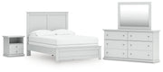 Ashley Furniture Bostwick Shoals bedroom set featuring a bed frame, nightstands, and dresser in a classic wood finish.