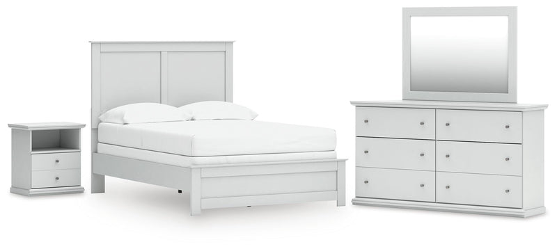 Ashley Furniture Bostwick Shoals bedroom set featuring a bed frame, nightstands, and dresser in a classic wood finish.