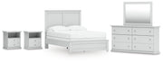 Ashley Furniture Bostwick Shoals bedroom set with a bed frame and matching nightstands in a modern design.