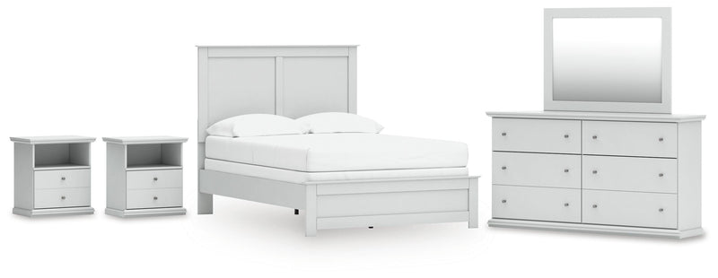 Ashley Furniture Bostwick Shoals bedroom set with a bed frame and matching nightstands in a modern design.