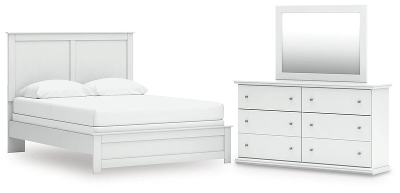 Ashley Furniture Bostwick Shoals bedroom set with a bed, nightstands, and dresser in a stylish, modern design.