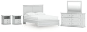 Ashley Furniture Bostwick Shoals bedroom set with a bed, dresser, and nightstands in a modern design.