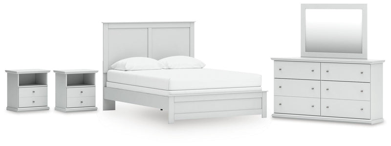 Ashley Furniture Bostwick Shoals bedroom set with a bed, dresser, and nightstands in a modern design.