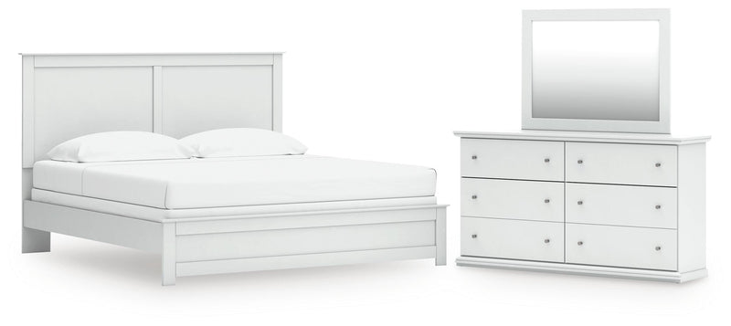 Ashley Furniture Bostwick Shoals bedroom set featuring a bed, matching nightstands, and dresser in a stylish, modern design.