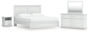 Ashley Furniture Bostwick Shoals bedroom set featuring a bed, nightstands, and dresser with a rustic wood finish.