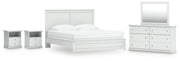 Ashley Furniture Bostwick Shoals bedroom set with a bed, dresser, and nightstands in a modern living space.