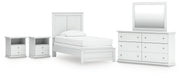 Ashley Furniture Bostwick Shoals bedroom set with bed frame, dresser, and nightstands in a modern bedroom design.