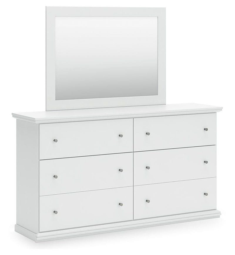 Ashley Furniture Bostwick Shoals dresser and mirror set with wooden finish, showcasing the dresser with multiple drawers and attached mirror.