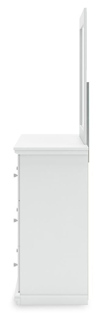 Ashley Furniture Bostwick Shoals dresser and mirror set with wood finish and modern design, featuring multiple drawers and a matching mirror.