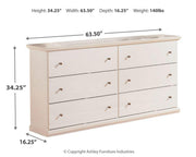 Ashley Furniture Bostwick Shoals Youth Dresser with wood finish and multiple drawers, showcasing its classic design and sturdy construction.