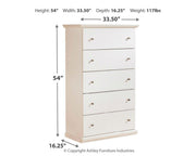 Ashley Furniture Bostwick Shoals youth chest of drawers with a warm wood finish and modern design, featuring multiple drawers for storage.