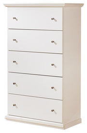 Bostwick Shoals youth chest of drawers by Ashley Furniture with a dark wood finish and modern design, featuring multiple storage drawers.