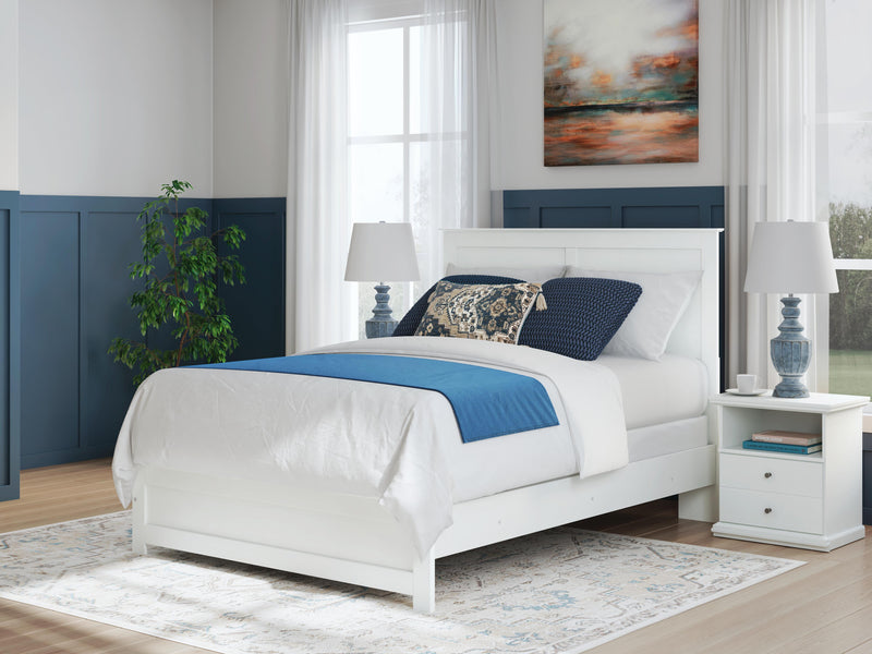 Ashley Furniture Bostwick Shoals bedroom set with a bed, dresser, and matching nightstands in a modern design.