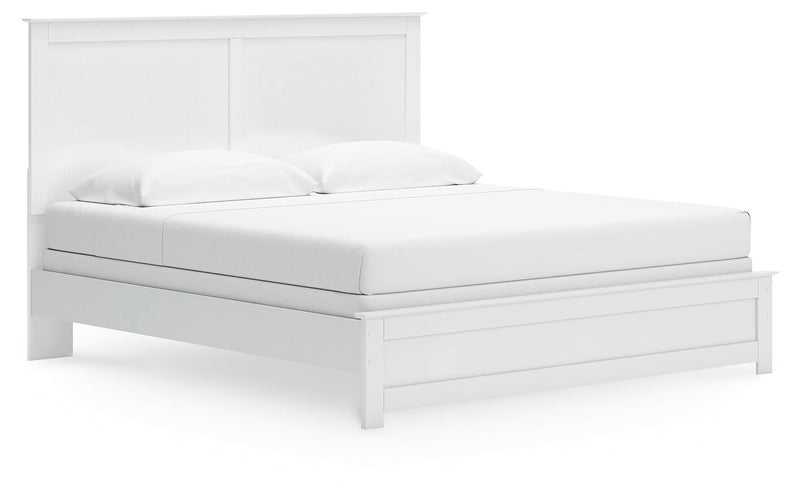 Ashley Furniture Bostwick Shoals bedroom set featuring a bed with a headboard and matching nightstands in a modern bedroom scene.