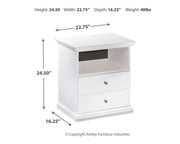Ashley Furniture Bostwick Shoals bedroom set with a bed, nightstands, and dresser in a modern, elegant bedroom design.