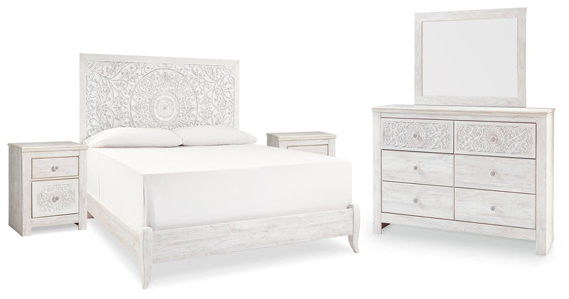 Ashley Furniture Paxberry youth bedroom set with bed, dresser, and nightstand in a cozy, stylish bedroom scene.
