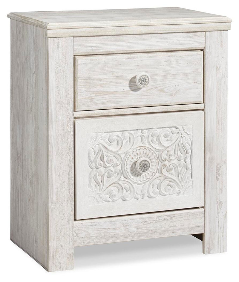 Ashley Furniture Paxberry youth bedroom set featuring a bed frame, nightstand, and dresser in a modern, stylish design.