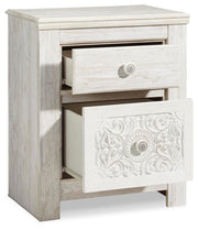 Open-angle view of Ashley Furniture Paxberry Youth Bedroom Set with a bed, dresser, and nightstand in a modern bedroom setting.