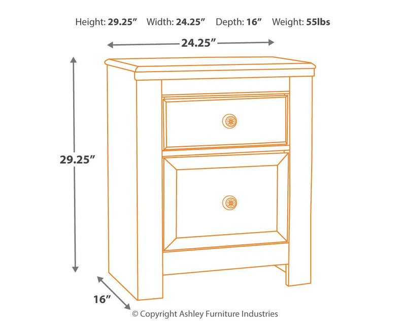 Ashley Furniture Paxberry youth bedroom set featuring a bed, dresser, and nightstand in a warm, rustic wood finish.