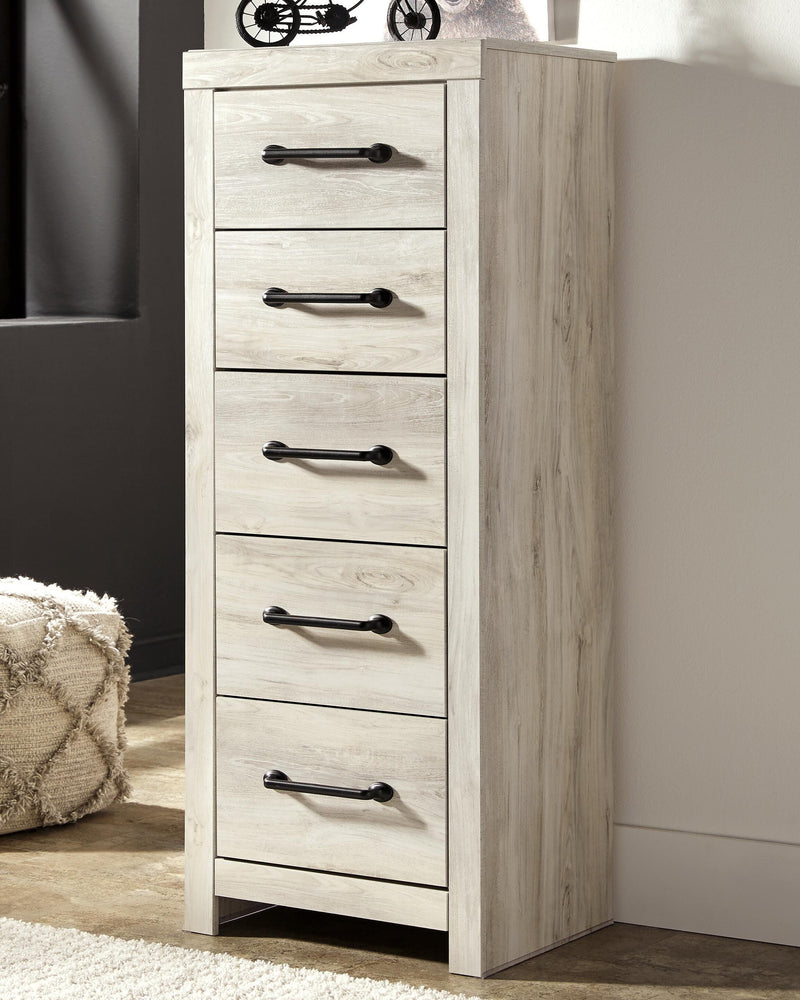 Ashley Furniture Cambeck narrow chest of drawers with multiple drawers, crafted in a sleek, modern design.