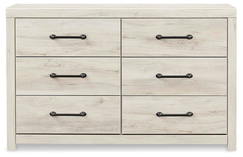 Ashley Furniture Cambeck Dresser with sleek wood finish and multiple drawers, shown from a front head-on view.