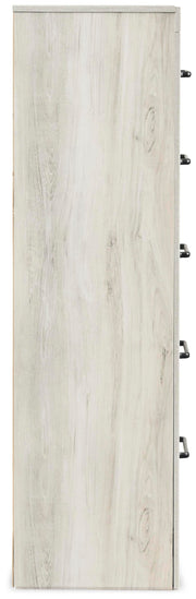 Ashley Furniture Cambeck chest of drawers with a sleek side view, featuring multiple drawers and a modern design.