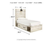 Ashley Furniture Cambeck Bed with four spacious storage drawers, featuring a modern design and sturdy wood construction.