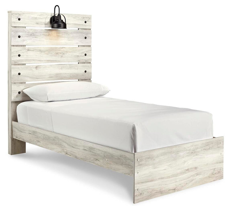 Ashley Furniture Cambeck Bed with a sleek wooden frame and modern design, shown from an angled view.