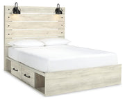 Ashley Furniture Cambeck bed with two storage drawers, shown from an angled side view in a modern bedroom setting.