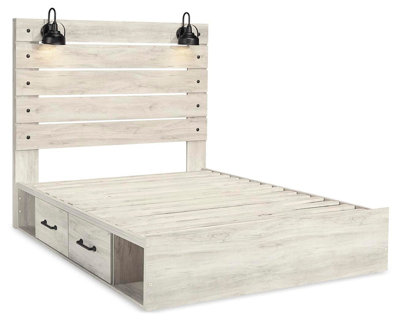 Ashley Furniture Cambeck bed with two built-in storage drawers, showcasing a sturdy frame and modern design.