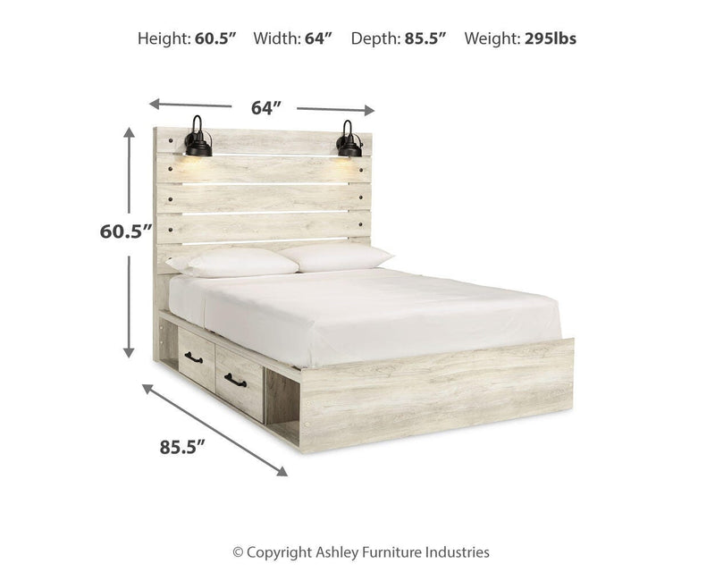 Ashley Furniture Cambeck bed with four storage drawers, featuring a modern wooden frame and sleek design.