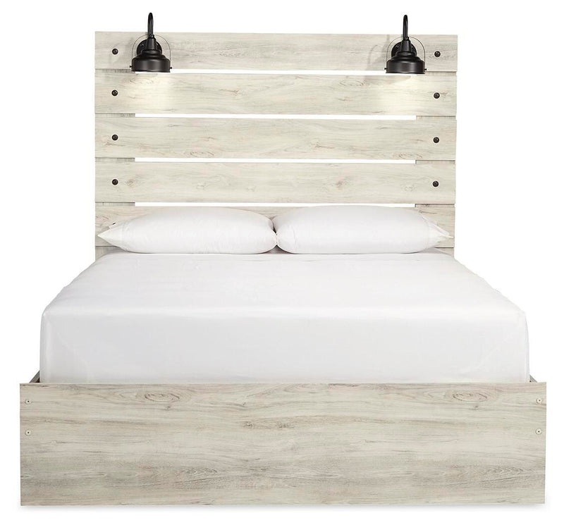 Ashley Furniture Cambeck Bed with a wooden headboard and sleek design, shown from a head-on view.