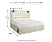 Ashley Furniture Cambeck bed with two built-in storage drawers, showcasing a stylish wooden bed frame with storage features.