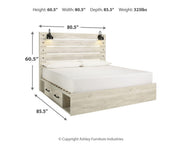 Ashley Furniture Cambeck bed with four built-in storage drawers, featuring a sturdy wooden frame and a modern design.