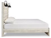 Ashley Furniture Cambeck Bed with side view, showcasing the wooden frame and contemporary design in natural finish.