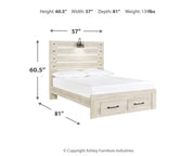 Ashley Furniture Cambeck bed with two storage drawers, featuring a stylish wooden frame and built-in under-bed storage.