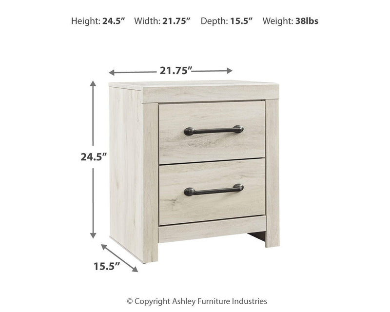 Ashley Furniture Cambeck nightstand with a sleek wood finish, featuring a single drawer and a spacious open shelf.