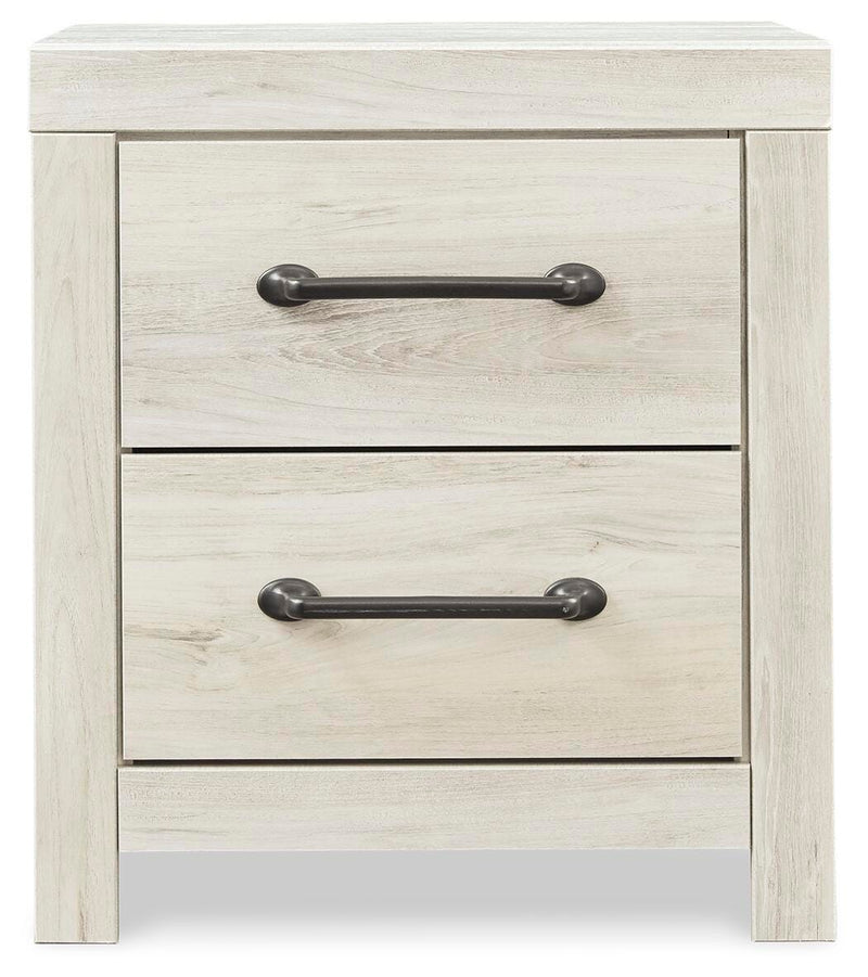 Ashley Furniture Cambeck nightstand with a sleek wood finish and modern design, featuring a single drawer and open shelf.