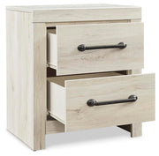 Ashley Furniture Cambeck nightstand with open storage shelf and top surface, in a modern wood finish.